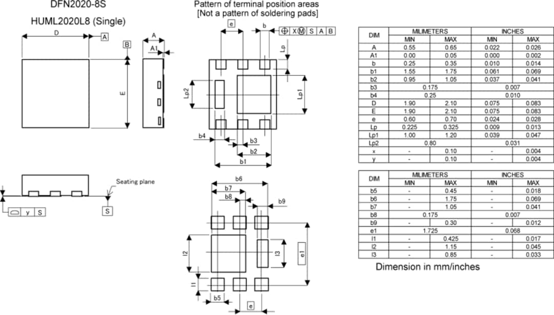 機械図面 - ROHM Semiconductor RF4L070BG NチャンネルパワーMOSFET