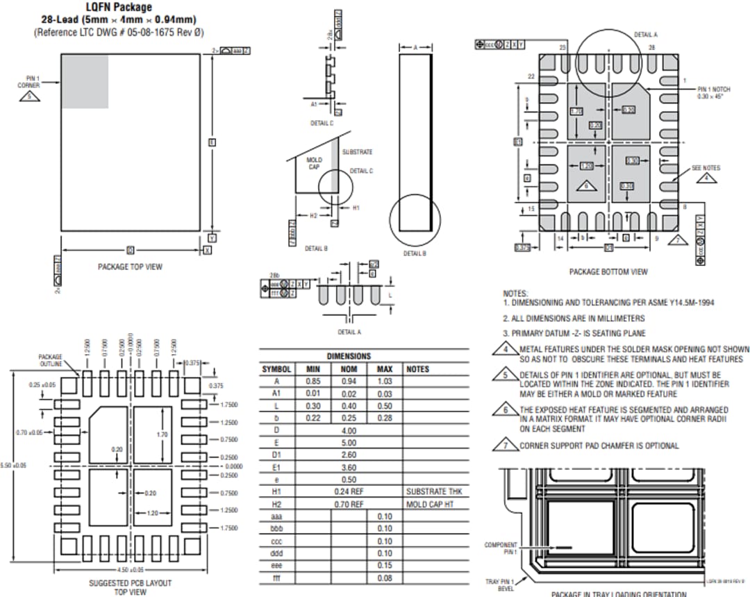 機械図面 - Analog Devices Inc. LT8638S 同期式降圧 Silent Switcher® 2