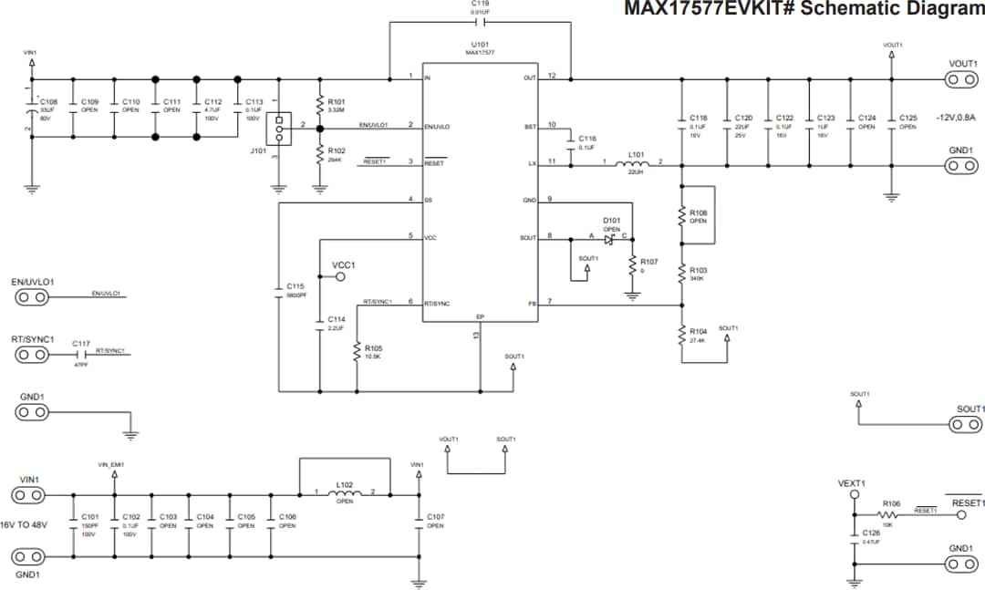 回路図 - Analog Devices / Maxim Integrated MAX17577EVKIT & MAX17578EVKIT評価キット