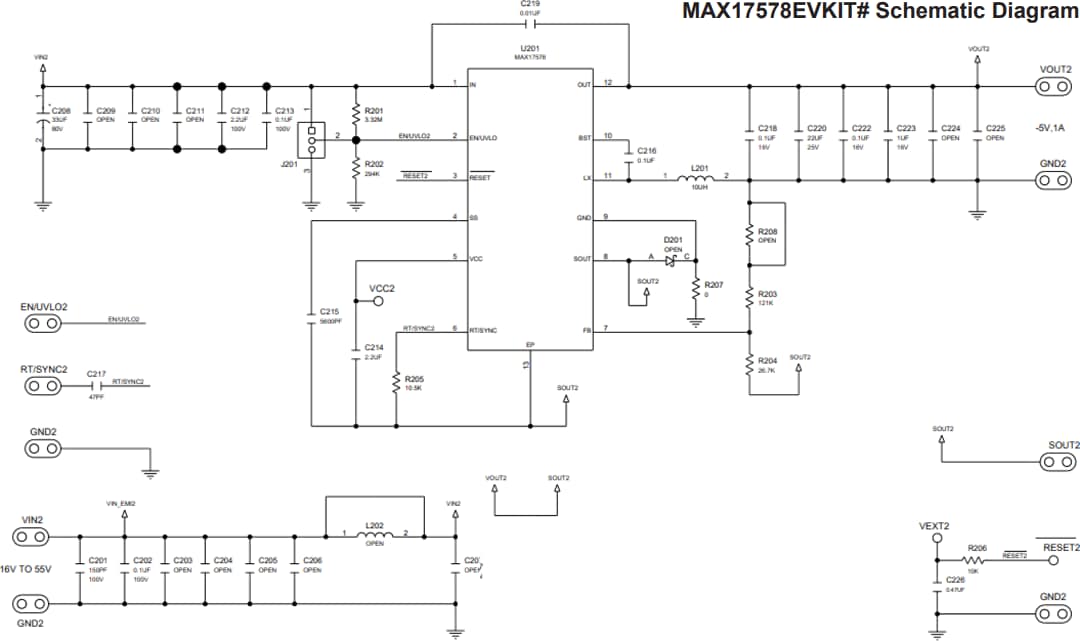 回路図 - Analog Devices / Maxim Integrated MAX17577EVKIT & MAX17578EVKIT評価キット
