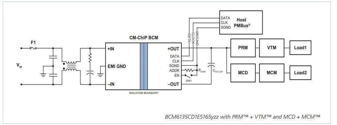 アプリケーション回路図 - Vicor BCM6135 65A BCM® バスコンバータ