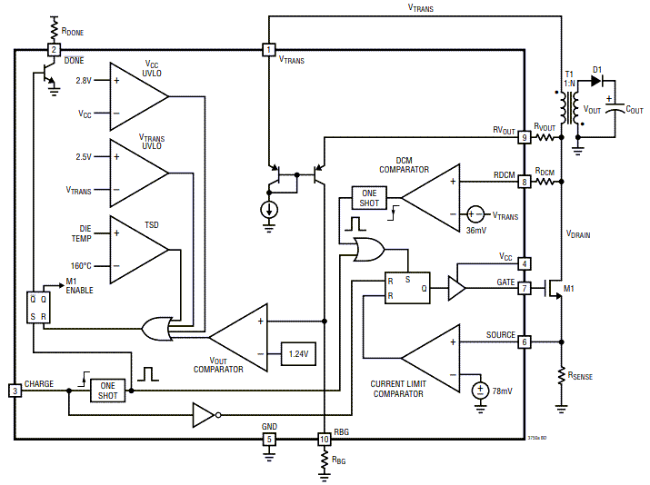 ブロック図 - Analog Devices Inc. LT3750Aコンデンサ充電器コントローラ