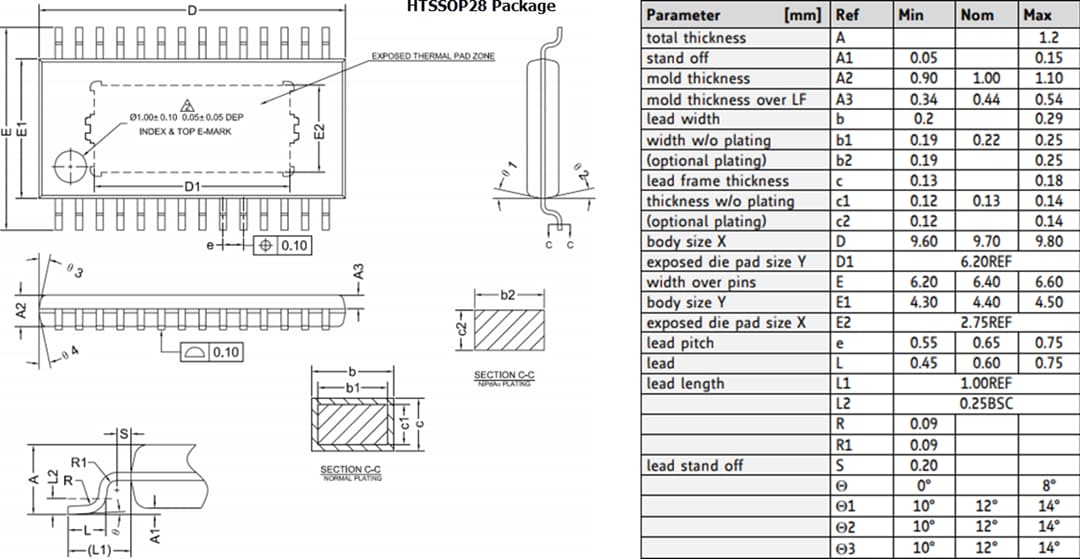 機械図面 - Analog Devices / Maxim Integrated TMC2225ステッパドライバ