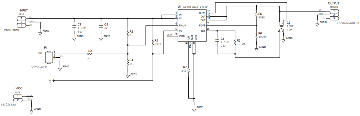 回路図 - Analog Devices Inc. SCP-LT3045-1-EVALZ評価ボード