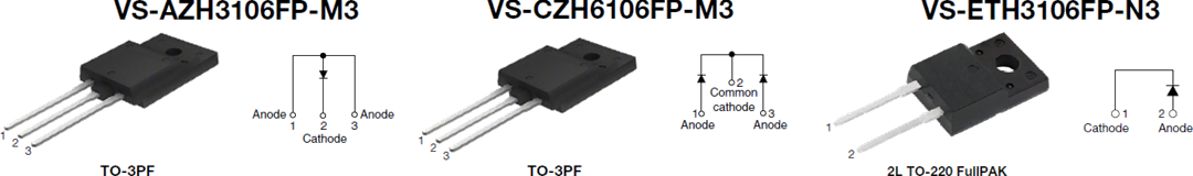 機械図面 - Vishay 30A 600V FRED Pt® Hyperfast整流器