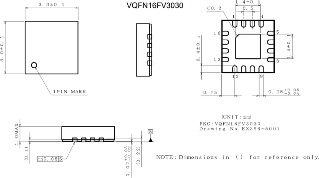 機械図面 - ROHM Semiconductor BD9Sシリーズ車載バックDC/DCコンバータ