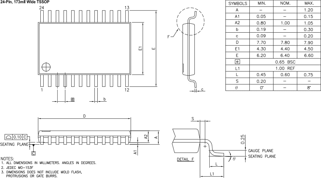 機械図面 - Diodes Incorporated PI4IOE5V6416Q車載用I2CバスI/Oエキスパンダ
