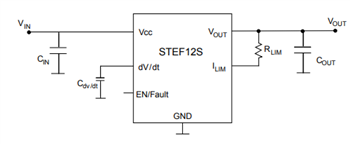 アプリケーション回路図 - STMicroelectronics STEF12S電子ヒューズ