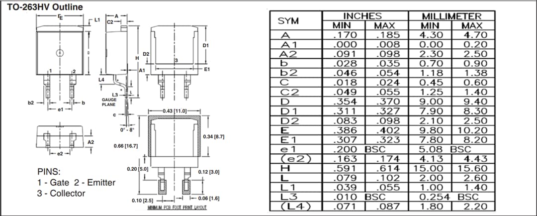 機械図面 - IXYS IXBx14N300HV逆伝導BiMOSFET™ IGBT