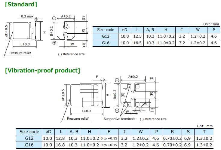 機械図面 - Panasonic ZSU導電性ポリマ電解コンデンサ