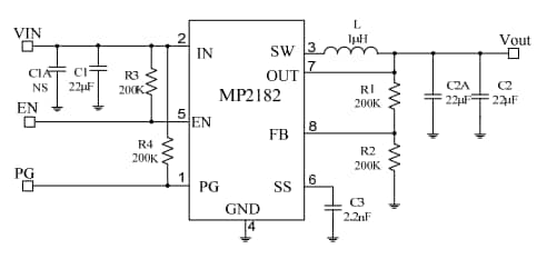Schematic - Monolithic Power Systems (MPS) EV2182-TL-00A Evaluation Board