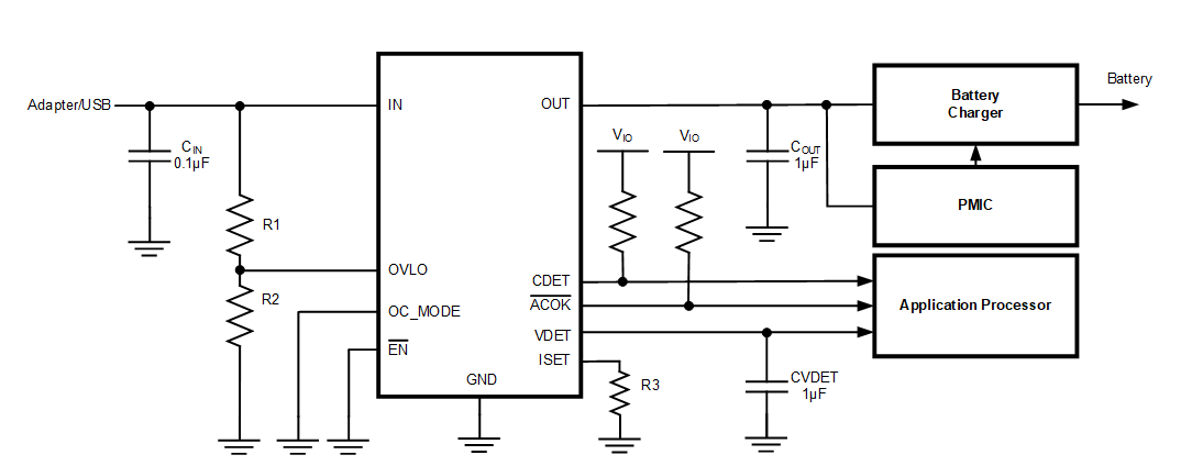 Application Circuit Diagram - Kinetic Technologies KTS1693 Surge Protected Load Switch