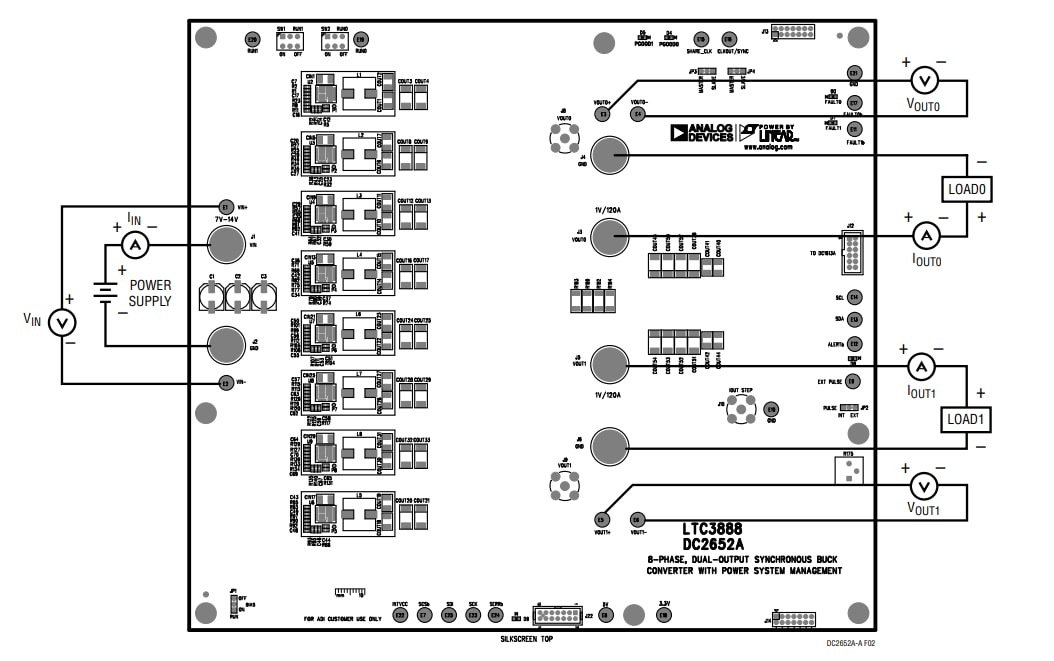 機械図面 - Analog Devices Inc. LTC3888用DC2652A-Aデモボード
