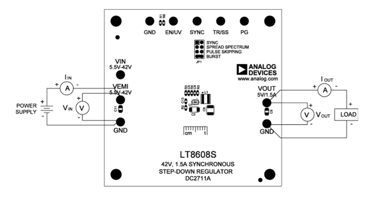 機械図面 - Analog Devices Inc. LT8608S用DC2711Aデモボード