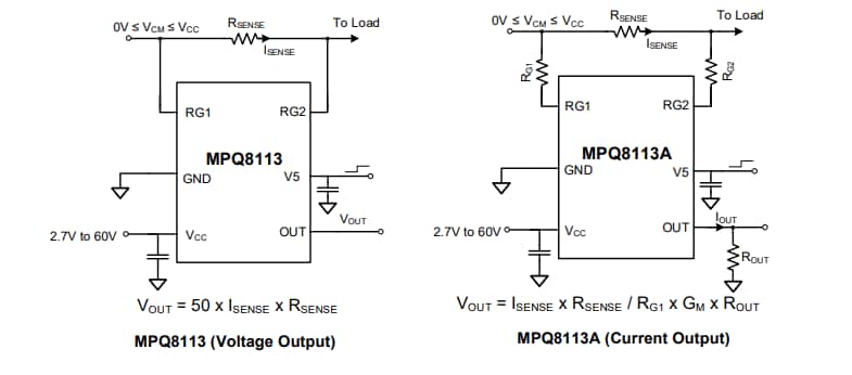 Application Circuit Diagram - Monolithic Power Systems (MPS) MPQ811x High-Side Current-Sense Amplifiers