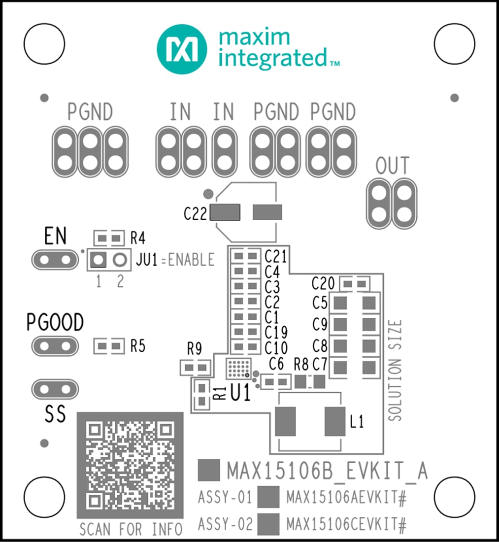機械図面 - Analog Devices / Maxim Integrated MAX15106xEVKITレギュレータ評価キット