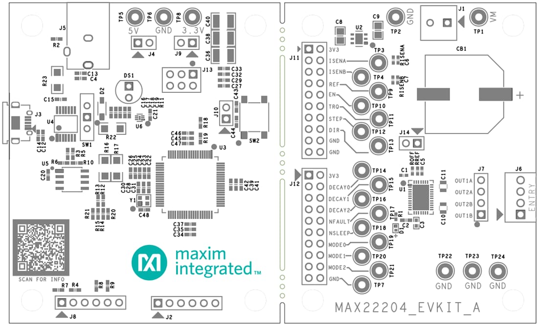 機械図面 - Analog Devices / Maxim Integrated MAX22204EVKITモータードライバ評価キット