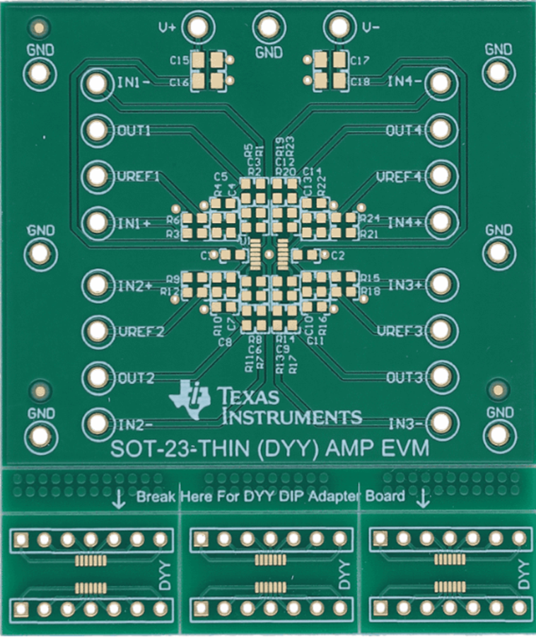 機械図面 - Texas Instruments DYY-AMP-EVMオペアンプ評価モジュール（EVM）