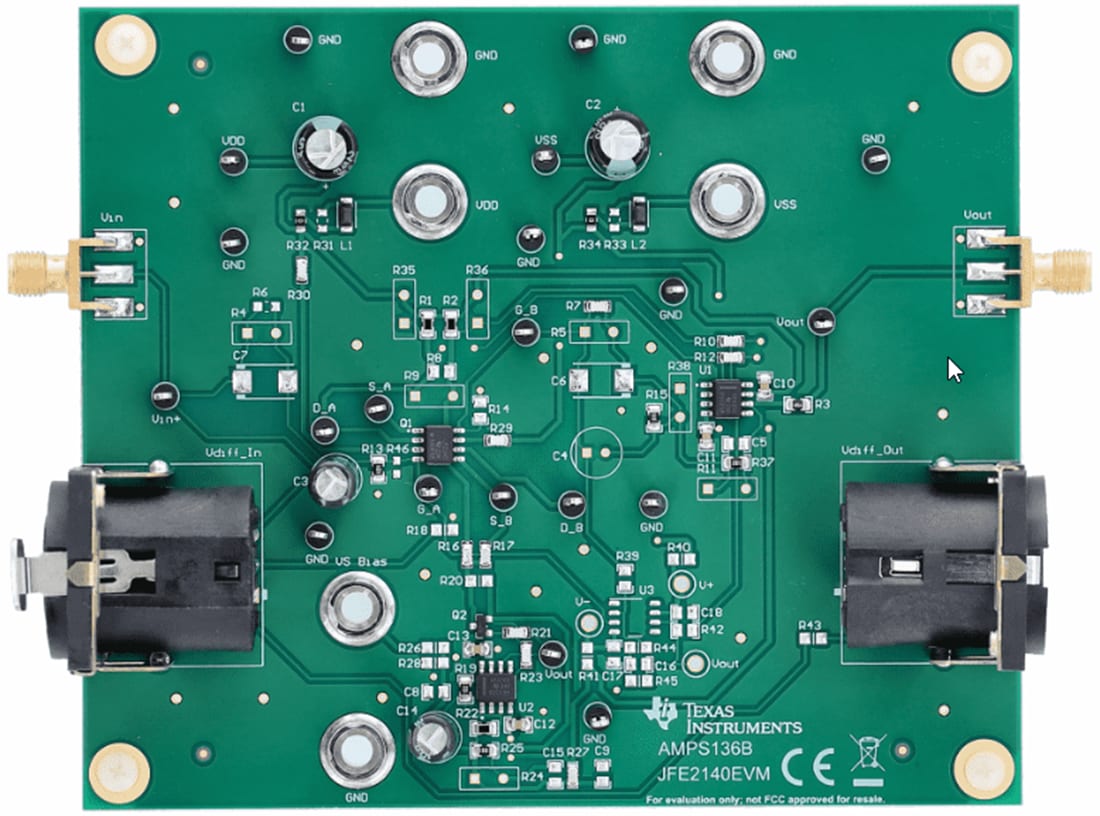Texas Instruments JFE2140EVM JFET評価モジュール（EVM）