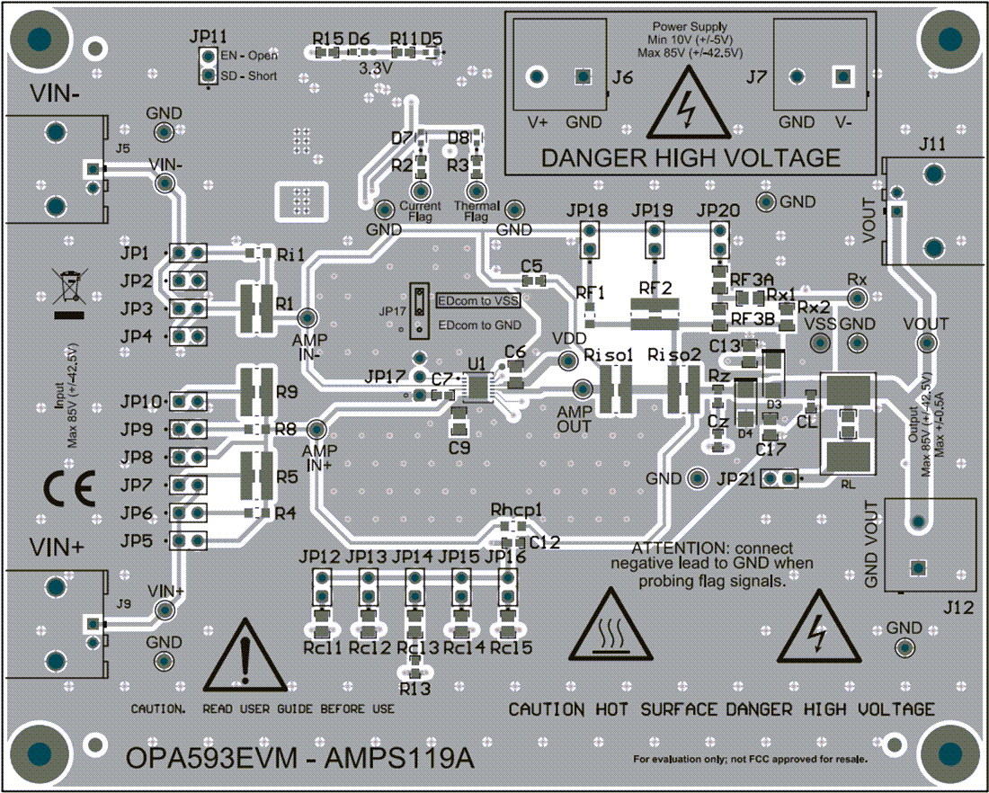 機械図面 - Texas Instruments OPA593EVM OPアンプ評価モジュール（EVM）