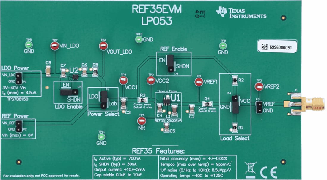 機械図面 - Texas Instruments REF35電圧リファレンス評価モジュール