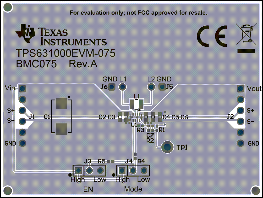 機械図面 - Texas Instruments TPS631000EVM-075コンバータ評価モジュール