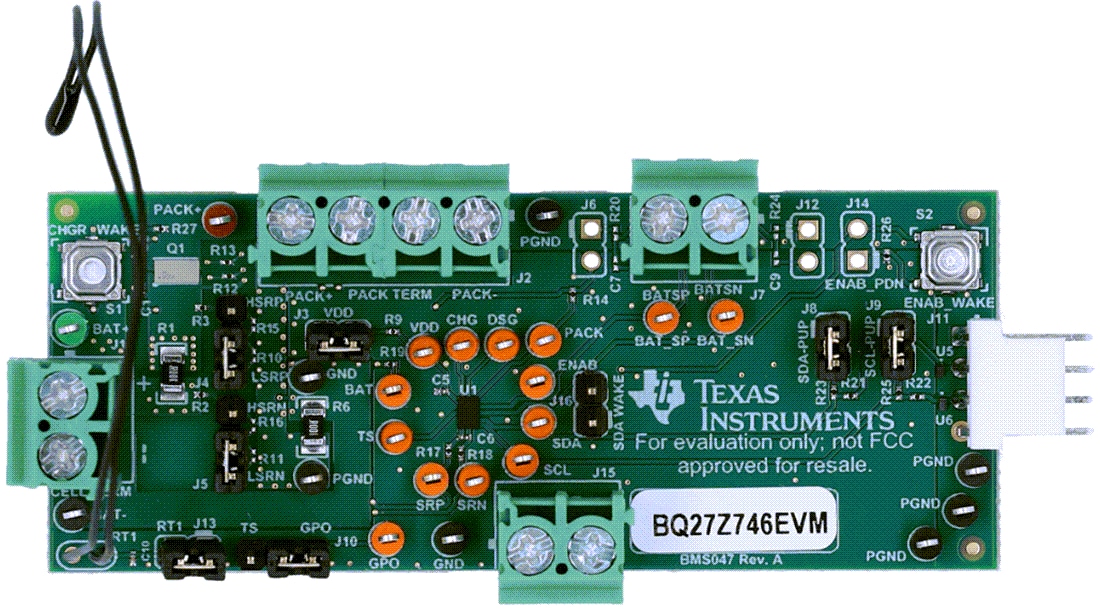 機械図面 - Texas Instruments bq27Z746EVM-047バッテリマネージャ評価モジュール