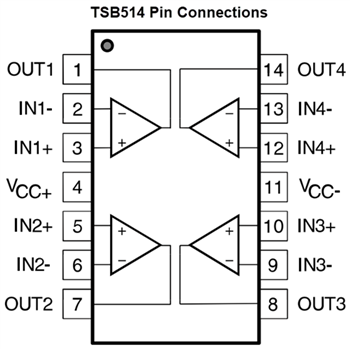 回路図 - STMicroelectronics TSB511、TSB512、TSB514 6MHzオペレーショナルアンプ