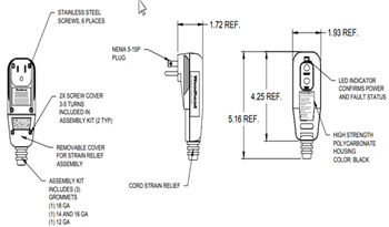 機械図面 - Molex 防水形エクストリームプラグとコネクタ