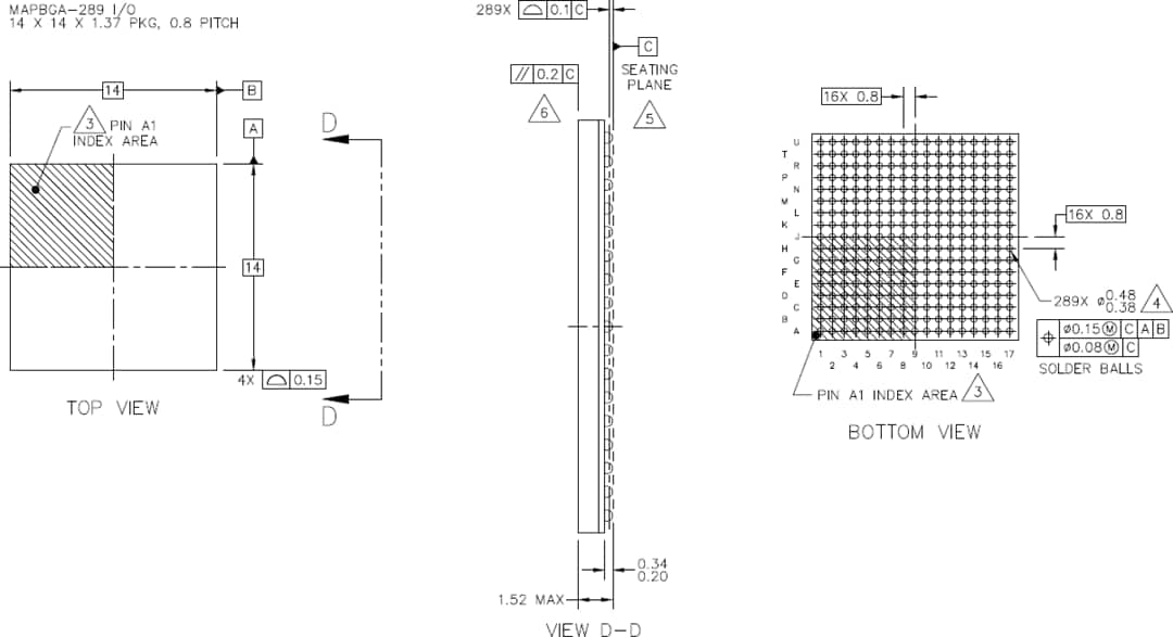 機械図面 - NXP Semiconductors i.MX RT117Hクロスオーバー・マイクロコントローラ