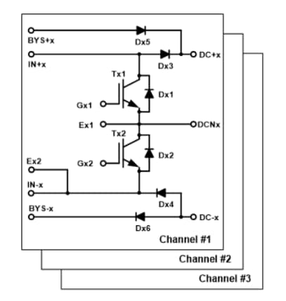 回路図 - onsemi NXH450B100H4Q2 Si/SiCハイブリッドモジュール