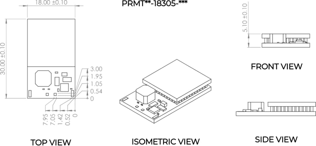Mechanical Drawing - MATRIX Industries PRMT21-18305-30 Prometheus Energy Harvest Module