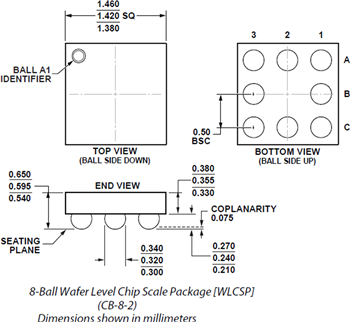 機械図面 - Analog Devices Inc. ADA4505マイクロパワーアンプ