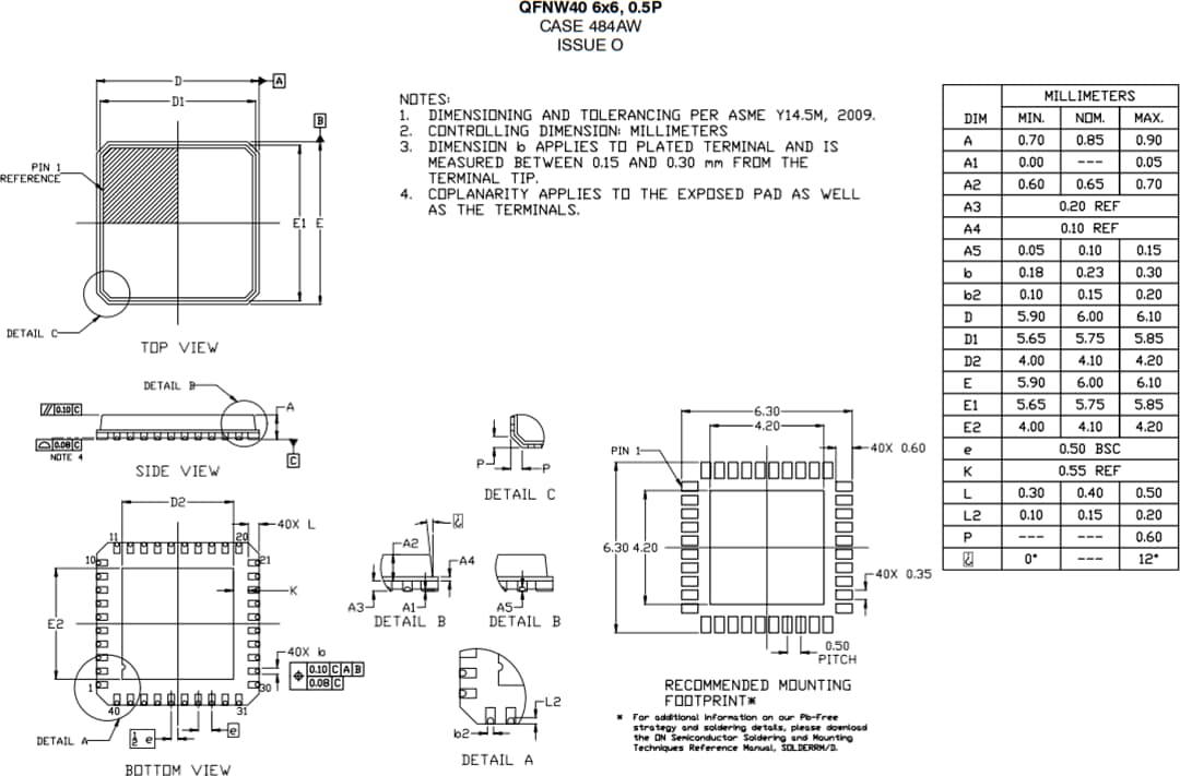 機械図面 - onsemi NCV7546 FLEXMOS™ハーフブリッジMOSFETプリドライバ