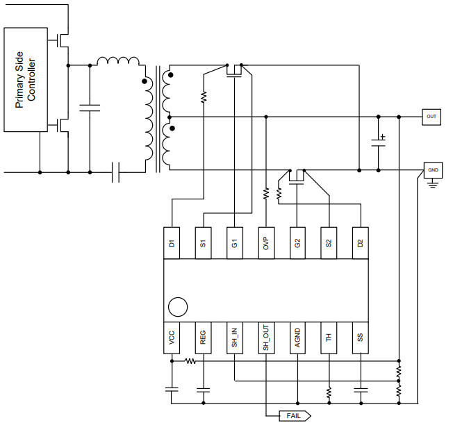 アプリケーション回路図 - ROHM Semiconductor BD85506F同期整流制御IC