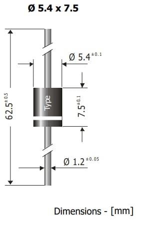 Mechanical Drawing - Diotec Semiconductor 1.5KEx Transient Voltage Suppressor Diodes