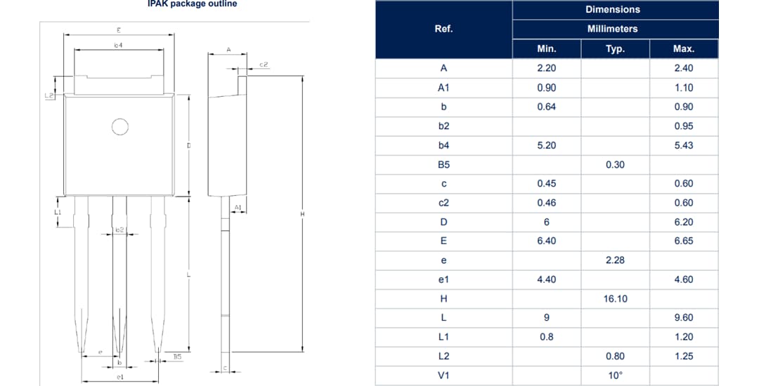 機械図面 - STMicroelectronics X040高感度ゲートSCR & Z040トライアック