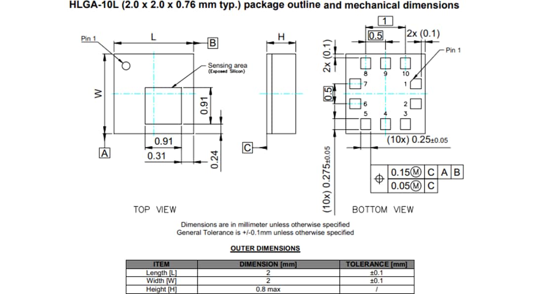 STMicroelectronics LPS22CH高性能MEMS Nano圧力センサ