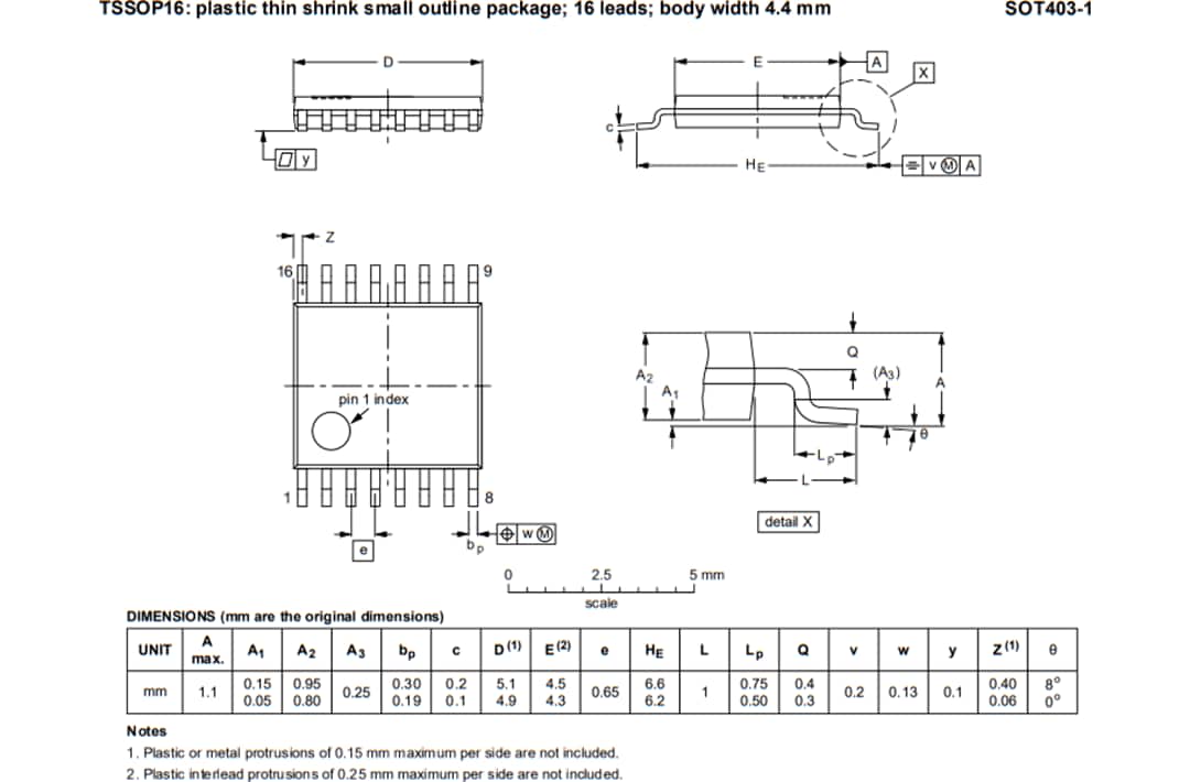機械図面 - NXP Semiconductors SC18IM704 UART to I2C-Busブリッジ