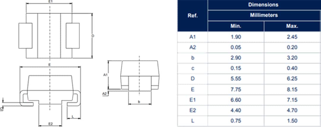 機械図面 - STMicroelectronics SMC30J過渡電圧抑制ダイオード
