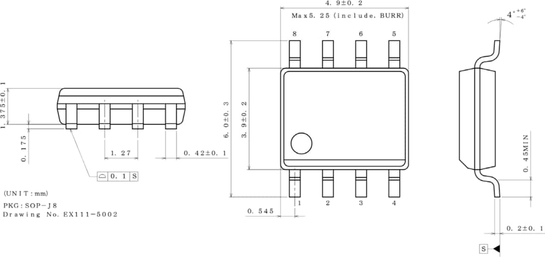 機械図面 - ROHM Semiconductor BM1Q104FJ擬似共振制御DC/DCコンバータ