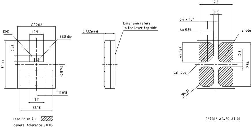 機械図面 - ams OSRAM OSLON® Compact PL KW2 CFLNM3.TKハイパワーLED