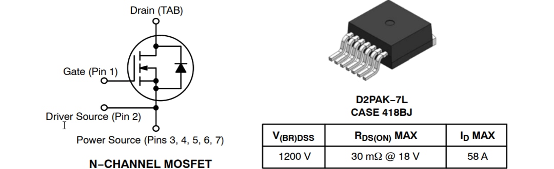 回路図 - onsemi NTBG022N120M3S 1200V M3SシリーズSiC MOSFET