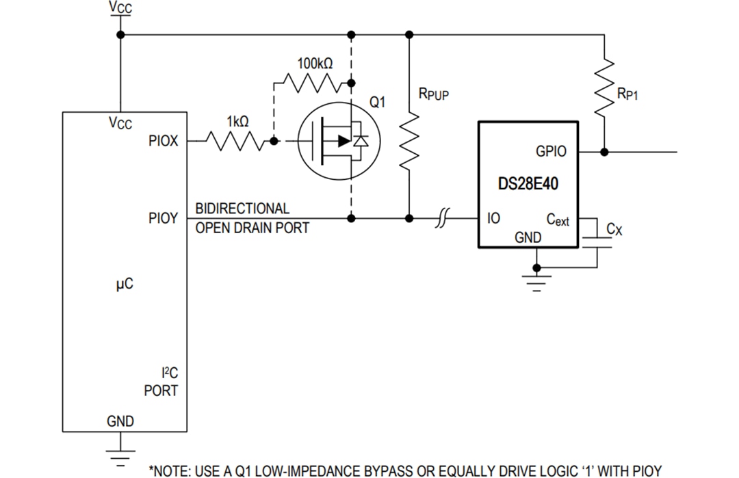 アプリケーション回路図 - Analog Devices / Maxim Integrated DS28E40 DeepCover®車載1-Wire認証システム