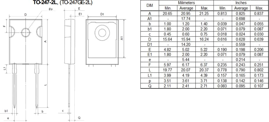 機械図面 - ROHM Semiconductor RFx30TZ6S & RFx60TZ6S超高速リカバリダイオード