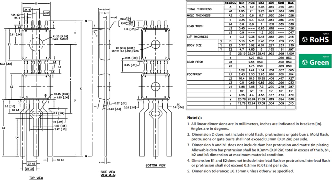機械図面 - ams OSRAM AS5172E高解像度磁気位置センサ