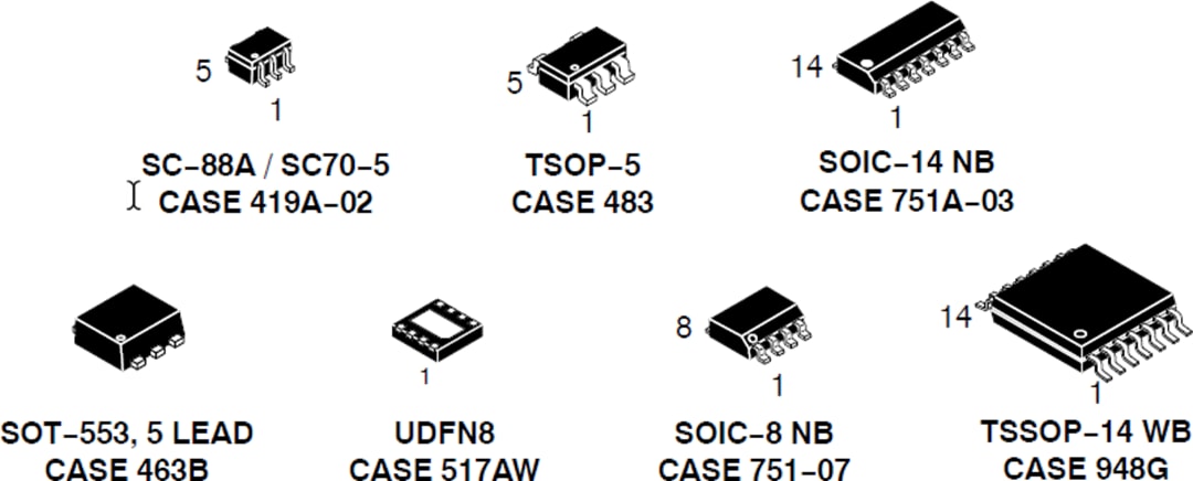 機械図面 - onsemi NCS2023x & NCV2023xオペレーショナルアンプ