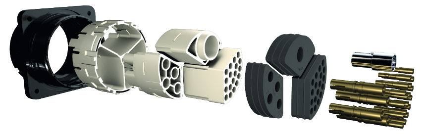 チャート - ITT Cannon MOVE-MOD™ モジュラ丸形コネクタ