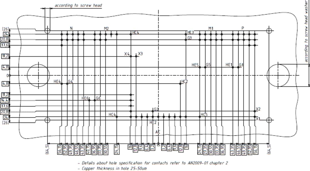 機械図面 - Infineon Technologies F3L600R10W4S7F_C22 EasyPACK™ IGBTモジュール