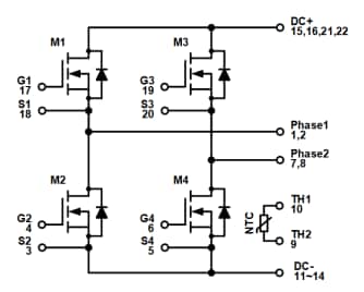 回路図 - onsemi NXH0x0F120MNF1 SiC MOSFET